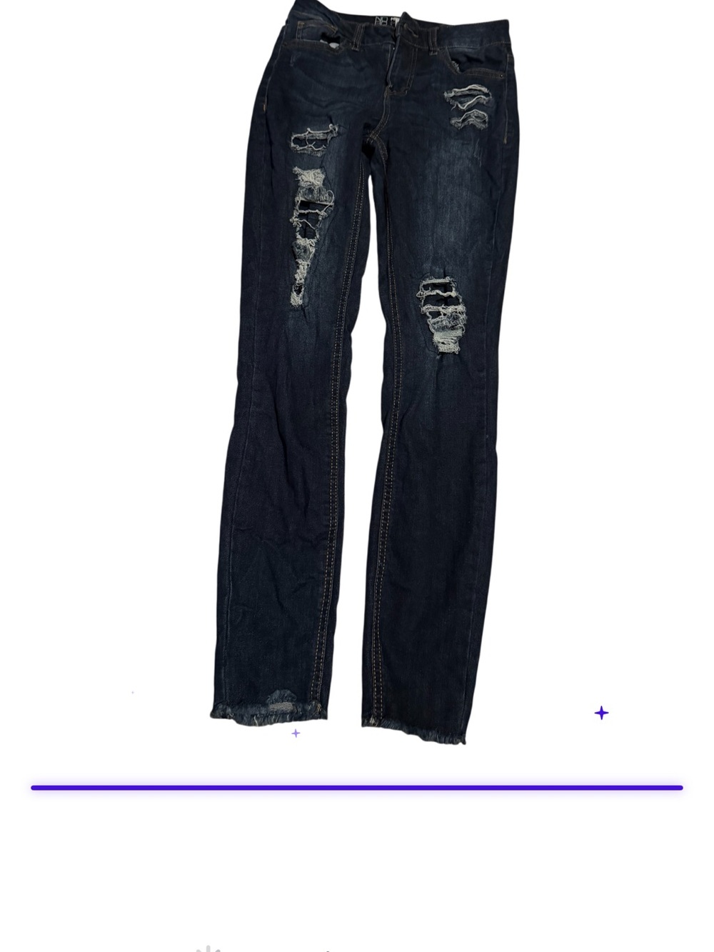 Under Armour Women's Dark Wash Distressed Wide Leg Jeans